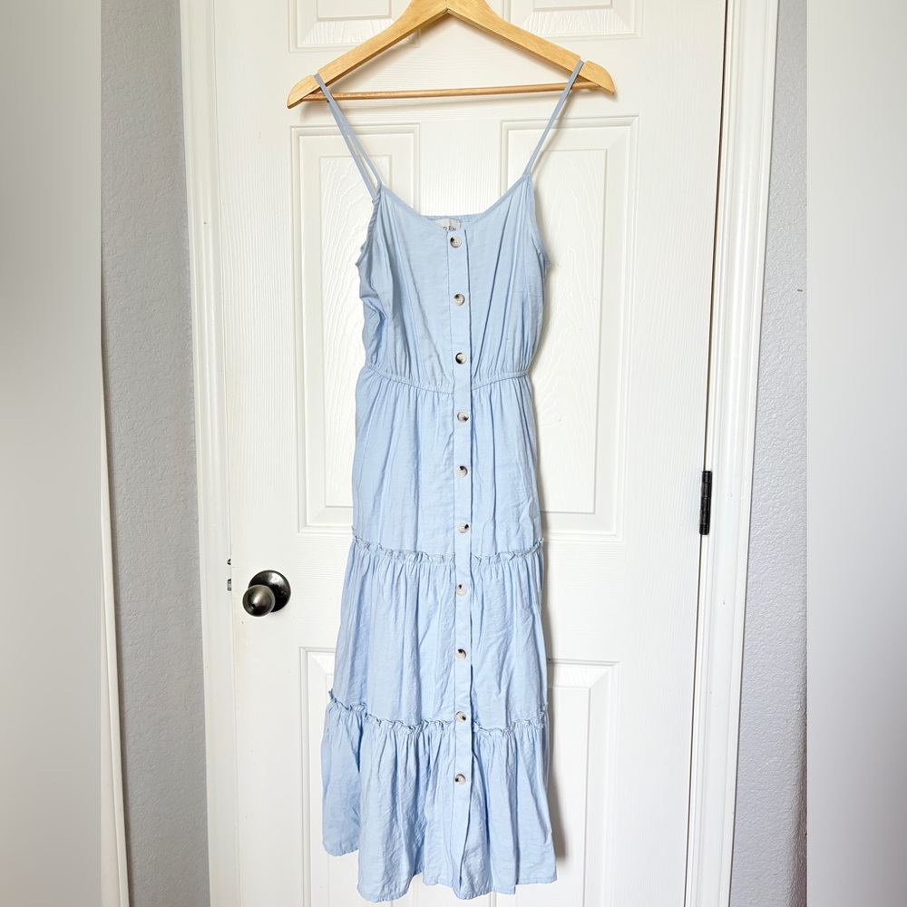 Hayden Sky Blue Button-Front Maxi Dress